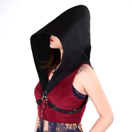 Gothic Hood with Shoulder Straps, Cosplay Hood for Assassin Costume, Hooded LARP Fancy Dress