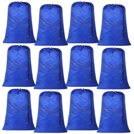 12 Pcs Extra Large Laundry Bags - 27.6×39.4" Drawstring Storage Bags, Oxford Cloth Blue Dirty Clothes Organizers, Large Capacity Hamper Liners for Home, Camping, Travel