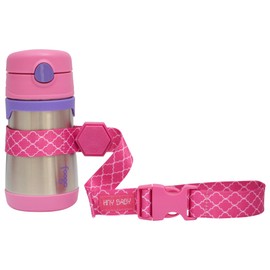 HnyBaby Sippy Cup Strap for Baby Bottle and Toy Strap 2 Pack Sippy Cup Holder with Rubber Grip for Stroller & Highchair (Pink)