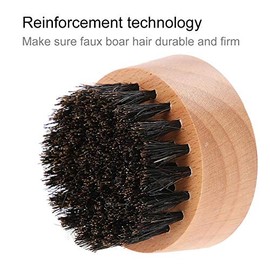 Cepillo para barba, cerdas de jabalí Cepillo para barba de madera pequeño y redondo - Cepillo para barba de madera de peso ligero y nogal negro para h