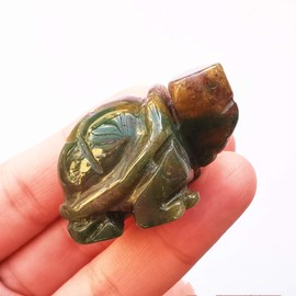 Bacatgem 1 Pcs Natural India Agate Tortoise Crystals and Healing Stones, 1.5" Hand Carved Animal Collectible Sculpture Fengshui Healing Crystal