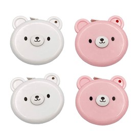 4Pcs Retractable 2M Tape Measure for Body Measurements Cute Bear Shape - 2 Assorted Colors, Pink, White - Only Centimeters Scale