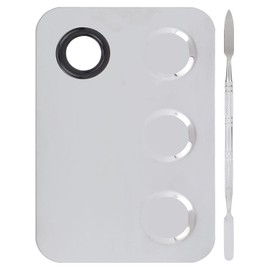 Placa de Mezcla Cosmética Paleta de Mezcla Mezclador Bandeja de Mezcla Placa de Mezcla Cosmética Maquillaje de Acero Inoxidable Forma de Rectángulo Profesional Paleta de Mezcla de Pigmento Ranurado