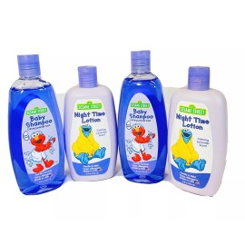 Sesame Street Baby Shampoo & Night Time Lotion- Calming Lavender Scent 4 Pack Sesame Street