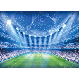 Soccer Field Backdrop Stadium Soccer Competition Fans Night Spotlight Background Adults Man Boy Birthday Party Football Match Wall Decorations Photo Shoot Props 8x6FT
