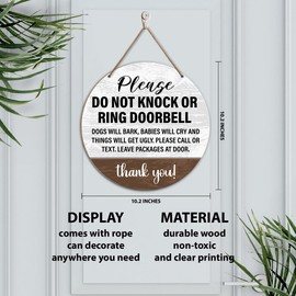 Yousheager Do Not Ring Doorbell Sign, Please Call or Text, Do Not Knock or Ring Doorbell Sign, Funny Don't Knock Sign for Front Door, Do Not Ring Doorbell Sign Baby Sleeping