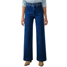 Astylish Womens Pull On Jeans High Waisted Wide Leg Baggy Jean for Women Stretch Double Buttoned Tummy Control 2025 Trendy Loose Denim Pants Size 10 Bluing