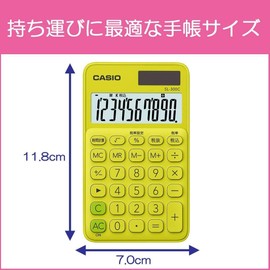 Casio SL-300C-YG-N Colorful Calculator, Lime Green, 10 Digits, Notebook Type