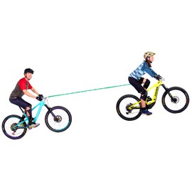 TowWhee - E-Bike/Adult Connect Strap Bike Bungee Tow Rope | MTB & Cycling Stretch Pull Strap | Compatible with Any Bicycle (Adult Green Connect Kit) - Made in The USA