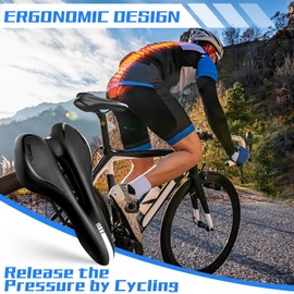 NOVATREK Bicycle Saddle Comfortable Soft Gel Ergonomic Waterproof Saddle for Men Women Shock Absorbing Breathable Bicycle Saddle Mountain Bike Road Bike City MTB e-Bike Bicycle Saddle