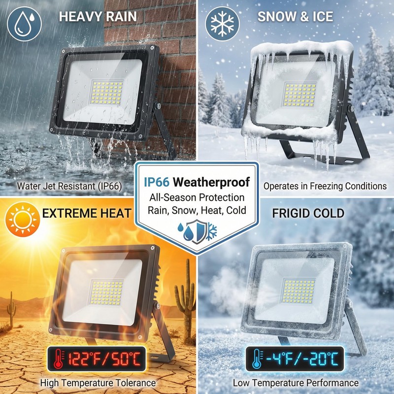 XXBSAZ 100W LED Flood Lights Outdoor, Plug-in & Hardwired Security