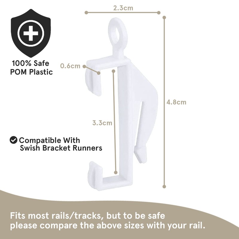 Smith’s® Curtain Glider Hooks | 50 Pack/White | Plastic Curtain