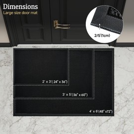 LVETOLS 3'x 5' Elestic Dirt Trapper Doormat with Rubber Backing(Jet Black)