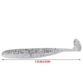 Fishing Lures Kit, 20PCS 7.5cm Soft Plastic Lures T Tail GrubWorm Baits Fish Swimbaits Fishing Tackle for Bass Trout Walleye Crappie (White)