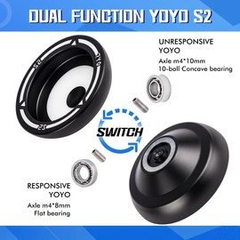 7YO S2 Responsive Yoyo for Kids Beginners, Dual Purpose Yoyo Metal Alloy Yoyo, Professional Unresponsive Yoyo for Advanced Trick with 10 Yoyo Strings, Yoyo Case, U-Type Bearing, Bearing Removal Tools