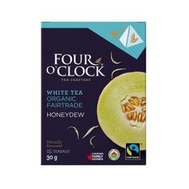 Four O'Clock Organic Fairtrade White Tea Honeydew, Non-GMO, Kosher, Gluten-Free, 15 Count, Pyramid, 30g