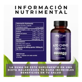 Ajo Chino Suplemento Alimenticio 500mg 90 Capsulas Prettan