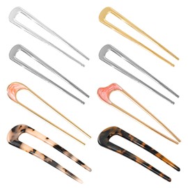 8Pcs French Hair Pin Hair Pins for Women U Shaped Hair Pins for Buns French Pins for Thick Hair Metal French Twist Hair Pin Updo Chignon Hair Fork for Women Girls Hairstyle Accessories