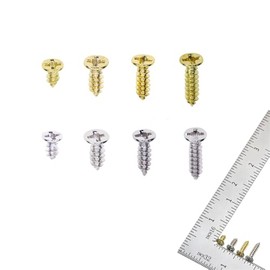 Mini Skater 200PCS Small Flat Head Cross Wood Screws Assortment Kit Carbon Steel Self Tapping Screws, Gold and Silver