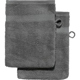 Erwin Müller Sindelfingen Wash Mitt Pack of 2, 100% Cotton, Anthracite, Size 15 x 21 cm, Boil-Proof and Tumble Dryer-Safe, Absorbent, Durable Feel-Good Quality (Other Colours)
