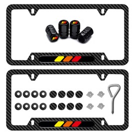 2 Pack Aluminum Alloy License Plate Frames Cover Holder 4 Hole Universal License Plate Cover with Screw Caps Cover and Car Tire Valve Stem Caps Compatible with Toyota Car.
