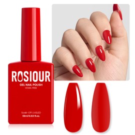 Rosiour HEMA-Free Red Gel Nail Polish, 18 ML Bright Red Gel Polish for Women, Same Color Same Bottle Soak Off Gel Polish, Long-Lasting Professional Gel for Nail Art Salon & Home DIY Manicure