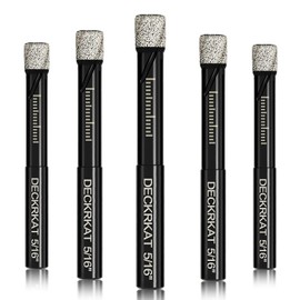 5 Packs Dry Diamond Drill Bits Set 5/16" 8mm Vacuum Brazed Diamond Hole Saws for Granite Tile Ceramic Marble Stone Glass and More Hard Materials (not for Wood), Round Shank with Storage Case