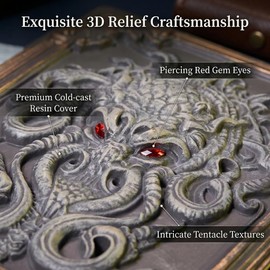 3D Cthulhu Embossed Journal,Resin Engraving Notebook,Hardcover Travel Notepadfor DND Campaigns,Vintage Gothic,, Pirate style, Thick Paper for Writing & Sketching,Collection,Gift,Decoration A5 Size (A5-Cthulhu)