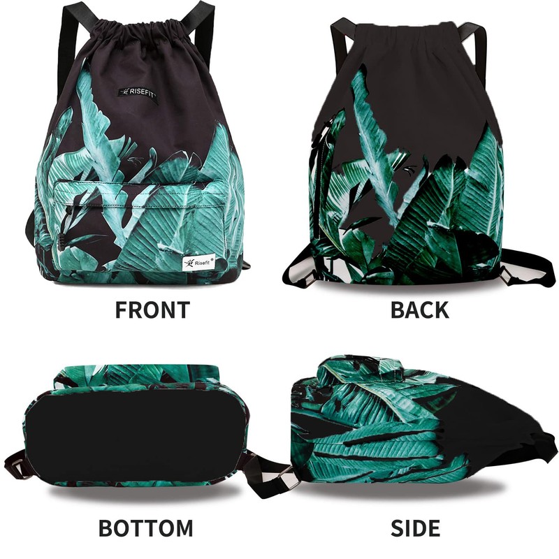 Risefit - Bolsa impermeable con cordón, bolsa de gimnasio, mochila