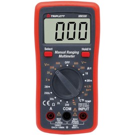 Triplett MM300 True RMS 2000 Count Manual Ranging Digital Multimeter - AC/DC Voltage, AC/DC Current, Resistance, Temperature, Diode, Continuity