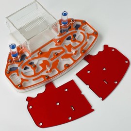 Anteojos de hormigas acrílicas, tamaño grande, 2418 cm, granja hormiga, hábitat, formicario con plataforma integrada (naranja)