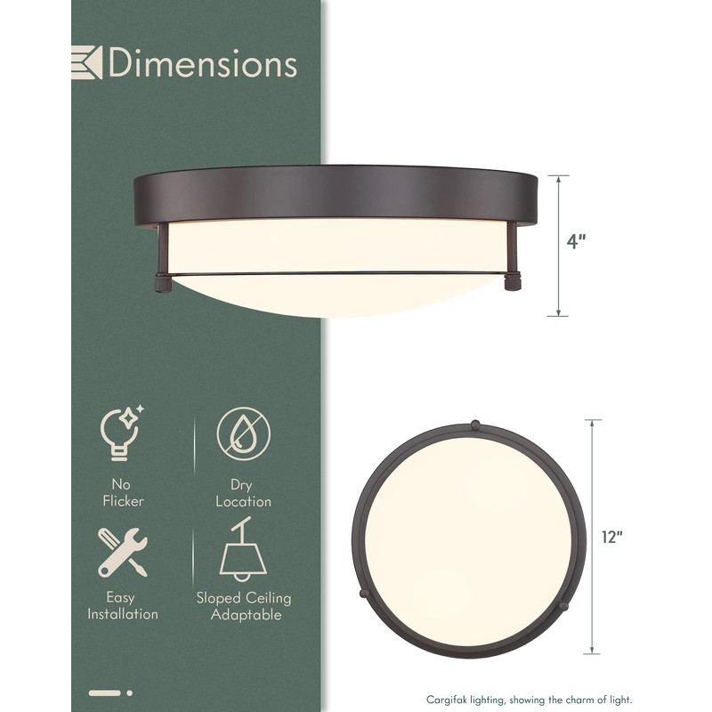 Cargifak 12 inch Flush Mount Ceiling Light, 2-Light Close to