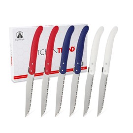 KITCHENTREND Knife Set, Steak Knives Set of 6, 6 Pcs Steak Knife Set Dishwasher Safe Knife Set, New Laguiole Premium serrated knife set, knives Set for Kitchen (Multicolor)