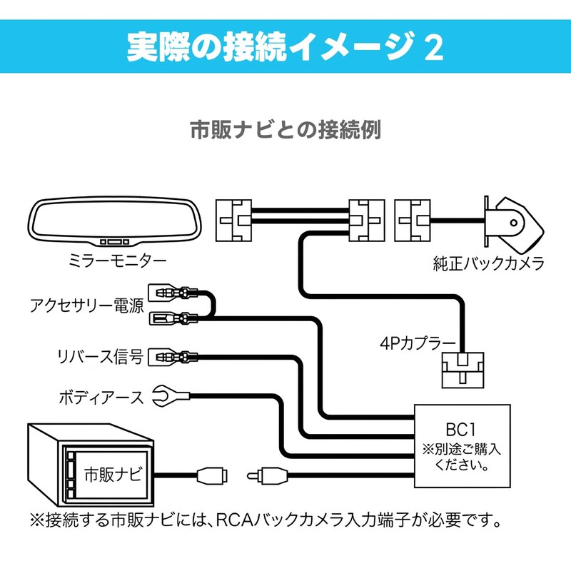 Beat-Sonic (ビートソニック) バックカメラアダプター ランドクルーザー70 ハイエース200系 レジアスエース バックモニター内蔵自動防眩インナーミラー付車 BC26