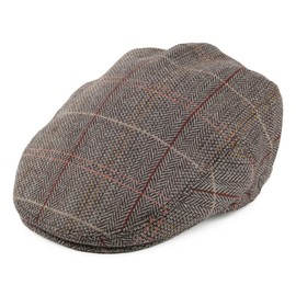 Jaxon & James Tweed Flat Cap - Brown-Grey X-Large