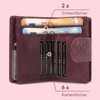 ekavale Ladies Floral Pattern RFID Protection Leather Multi Pocket Tri