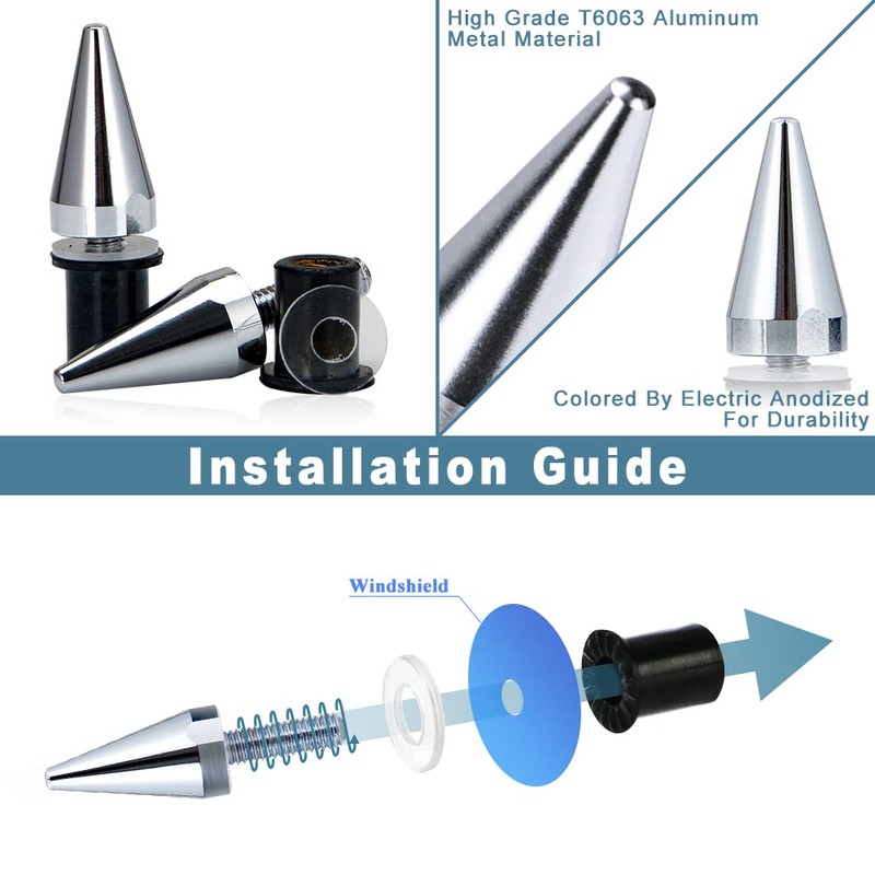 Rolling Gears 10-Piece Aluminum Spike Motorcycle Universal Fit Fairing Bolts