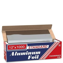 Standard Aluminum Foil Roll 12"x1000' Commercial-Grade Silver Wrap for Food Service, Catering, Baking & Home Use. Durable, Tear-Resistant, Heat-Safe Industrial Foil Roll.