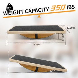 Balance Board for Physical Therapy, Wooden Wobble Board for Balance Training and Ankle Strengthening, Anti-Slip Surface, 350 lbs Capacity Standing Desk Rocker Board (360°)