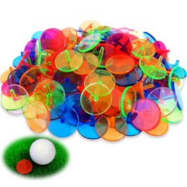 Adhere Golf Ball Marker 50 100 pcs Plastic Position Ball Marker Quarter Size 0.94 inch Flat Golf Ball Marker Mix Colour (100pcs・Transparent Mix Colour)