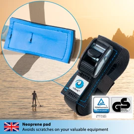 valonic DOLPHIN - short tie down straps - 2 pack, 1m, TÜV Rheinl. / GS certified, EN-12195-2, 500Kg, protection pad, cam buckle - for roof rack, kayak and bike rack, black