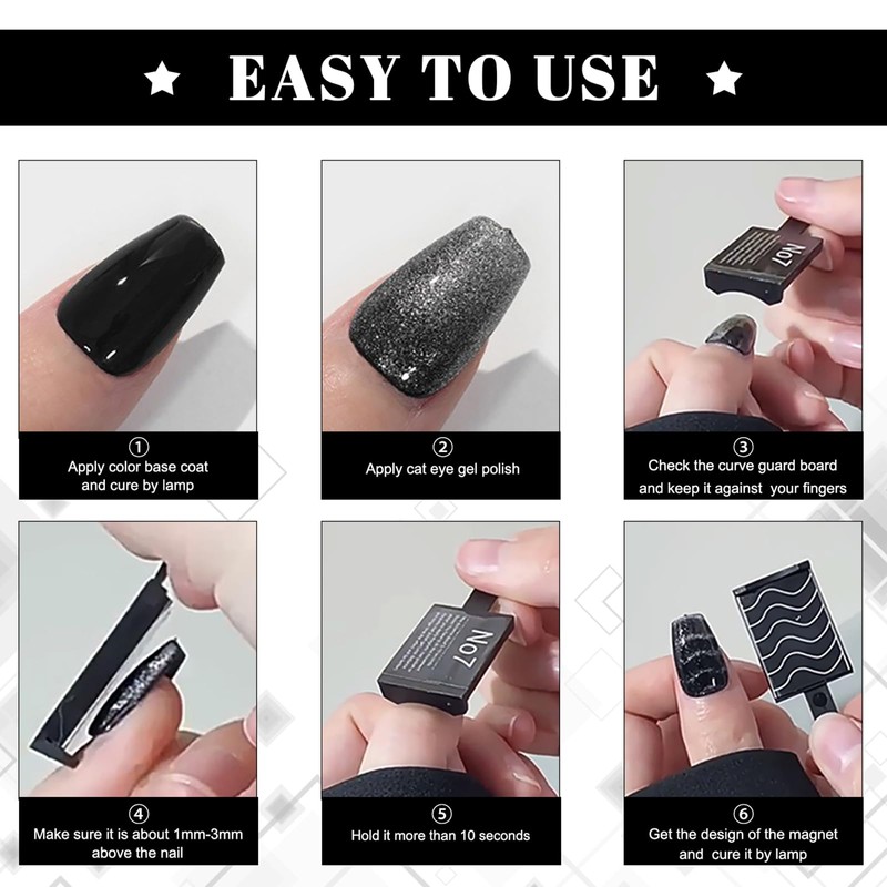 WOKOTO 60 PCS Cat Eye Magnet For Nails Multiple Style