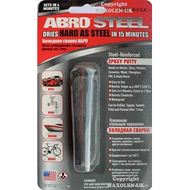 ABRO Steel, Steel-Reinforced Epoxy Putty Stick for Metal Repair, Sets and Cures Fast, Waterproof, Heat Resistant Epoxy, 500 Degrees, Steel Stick, Weld Stick, Car Repair Putty and Filler, 1.5 oz. (1)