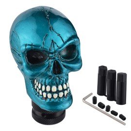 Padaodao Skull Gear Knob Lever Stick Shifter Handle Devil Shift Grip Head Automotive Accessories fit Most Manual Automatic Truck SUV Cars, Metallic Blue