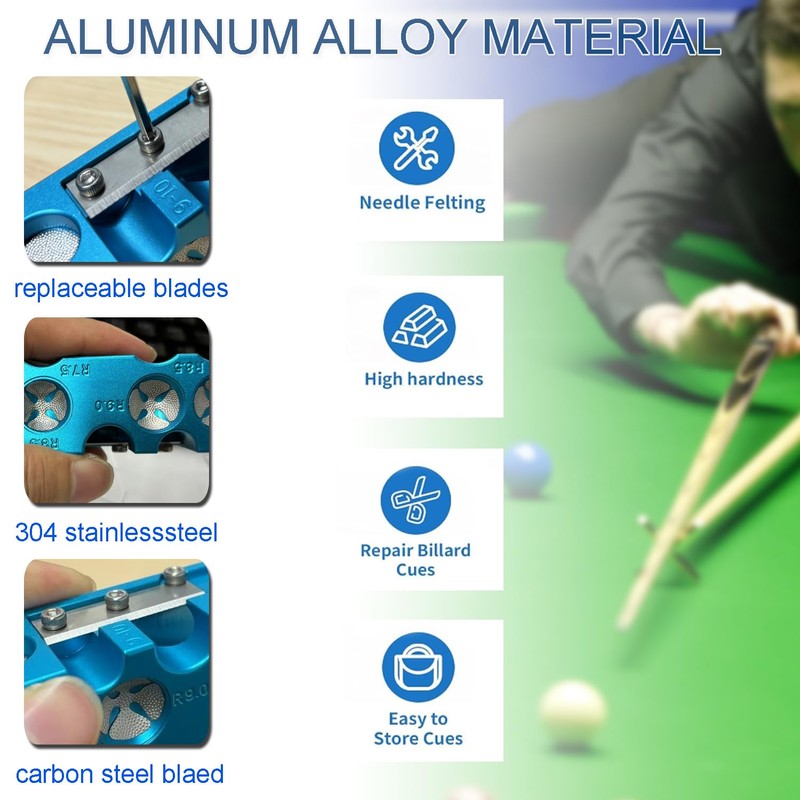 11-in-1 Pool Cue Tip Repair kit, Professional All-in-One Pool Stick