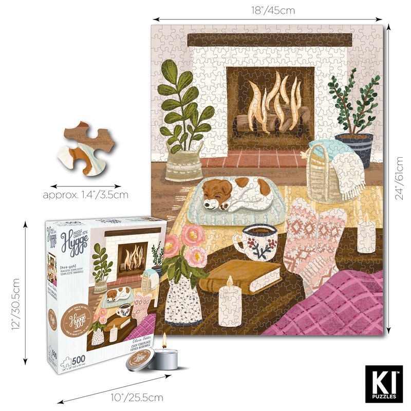 500 Piece Puzzle for Adults Hygge Collection Cozy Fireplace by