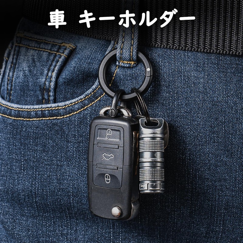 TISUR Round Carabiner Key Holder, Small, Stylish, Car Key Ring,
