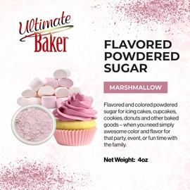 Ultimate Baker Naturally Flavored Powdered Sugar (1x4oz), Icing Sugar, Flavored and Colored Icing & Frosting Sugar for Baking & Dusting Desserts (Marshmallow)