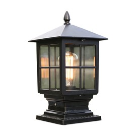 Outdoor Post Light Hardwired, Waterproof Aluminum Pole Light Fixture with Mount Base, Exterior Lamp Post Lantern Head with Clear Glass for Garden Yard Patio Pathway