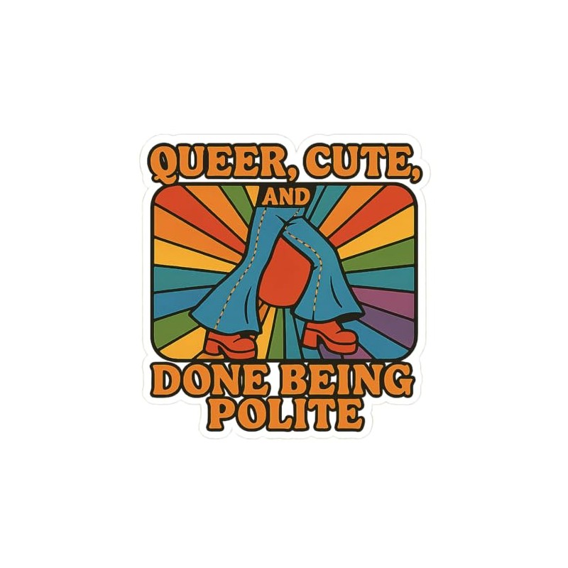 Queer Cute and Done Being Polite Bell-Bottoms Dancing Rainbow Rays